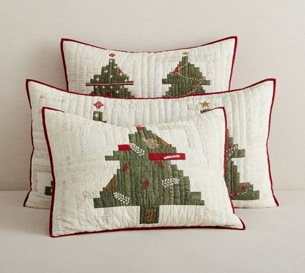 New 1 Pottery Barn Arden Tree Standard Sham Applique Quilted NWT 20”x 26”